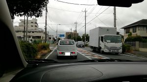 上葛飾橋方面と流山街道の分岐(古ヶ崎五差路)の渋滞ポイント