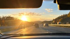 paper driver autumn sun glare driving 20261014