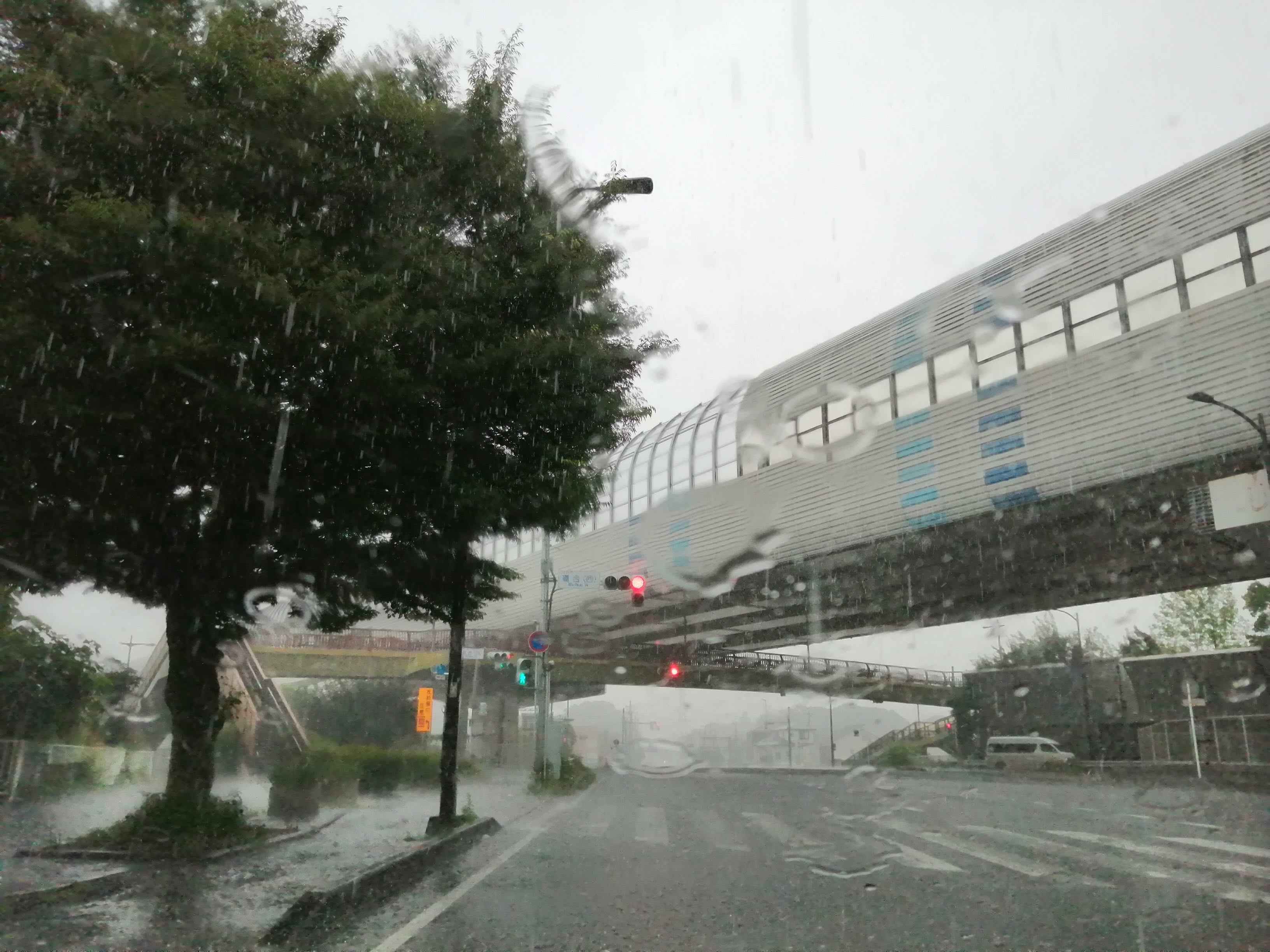 雨の中の交差点付近