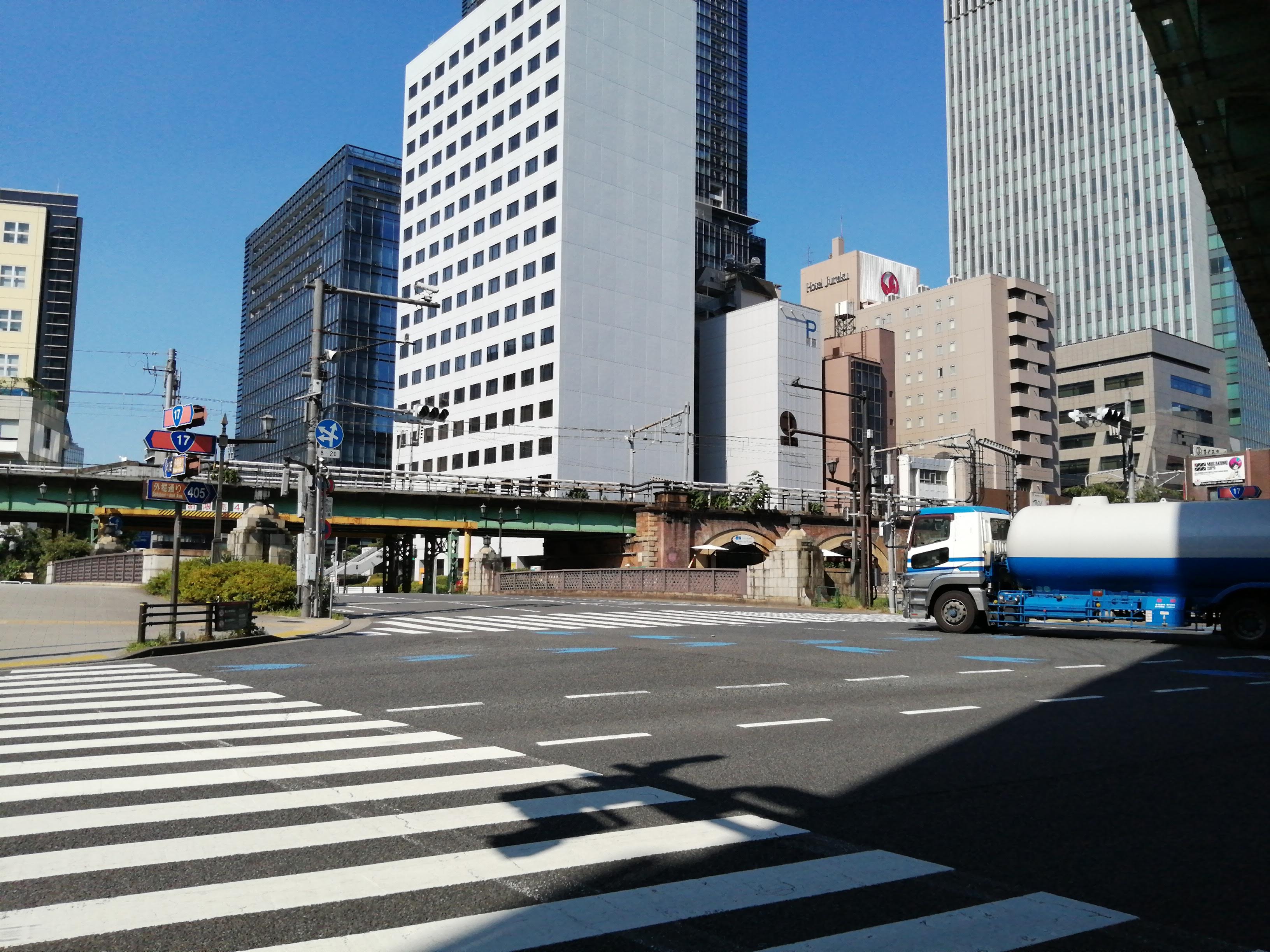 Crosswalk and office buildings