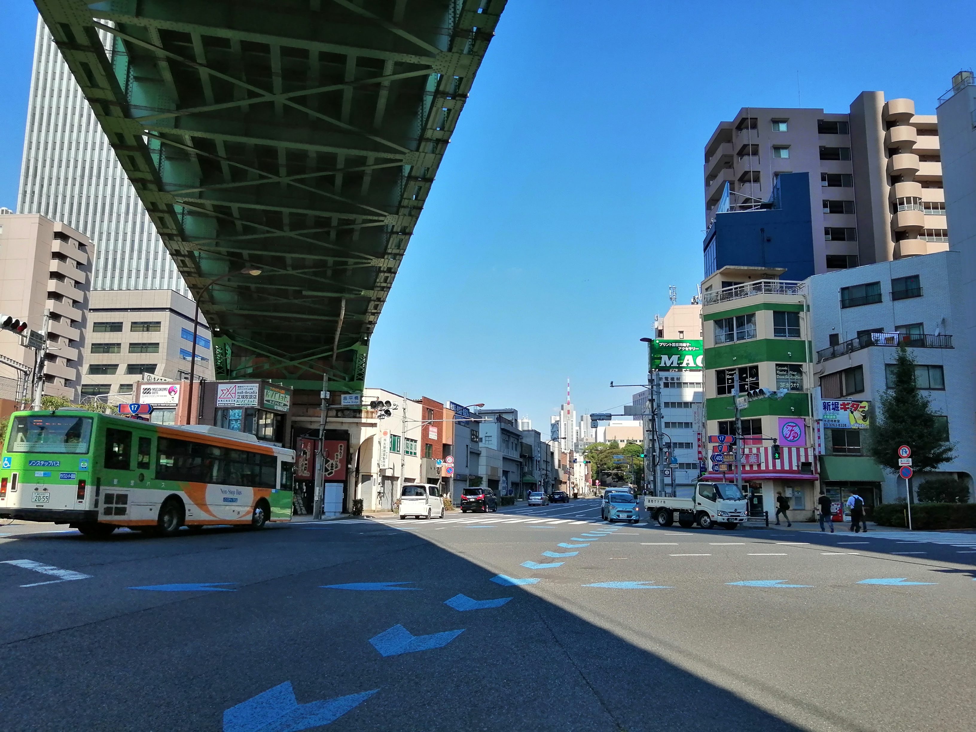 Road beneath railway tracks